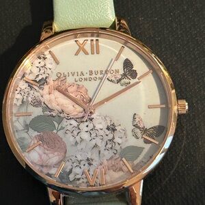 Olivia Burton Mint and Gold Floral Watch with working battery